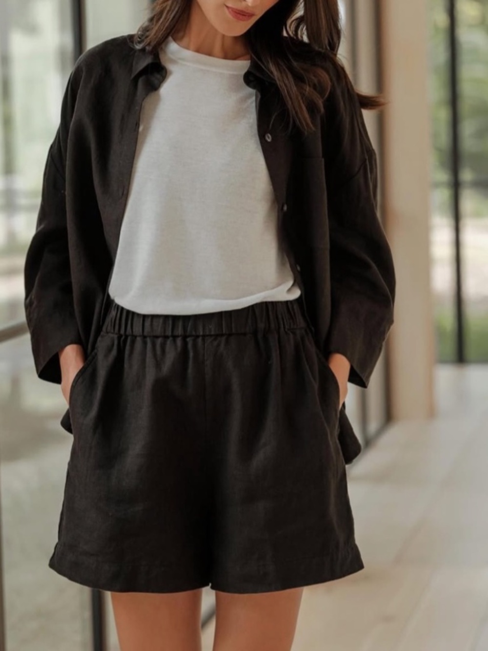 Jenni Kayne Linen Logan Set Black